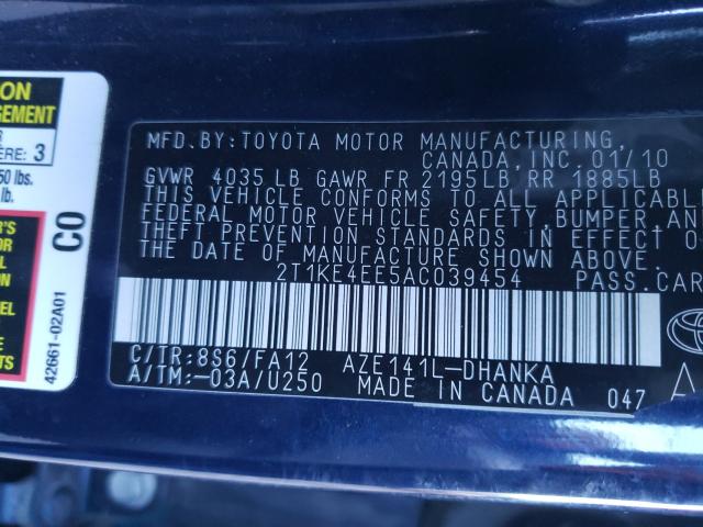 Photo 9 VIN: 2T1KE4EE5AC039454 - TOYOTA COROLLA MA 