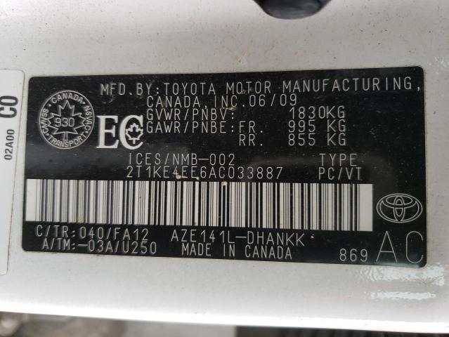 Photo 11 VIN: 2T1KE4EE6AC033887 - TOYOTA COROLLA MA 