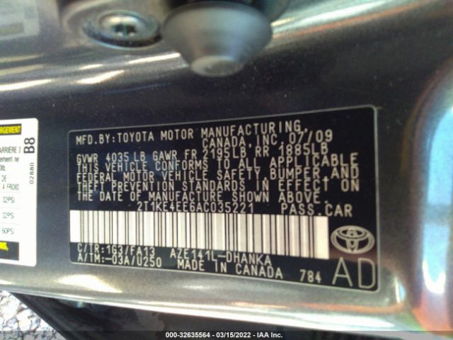 Photo 8 VIN: 2T1KE4EE6AC035221 - TOYOTA MATRIX 