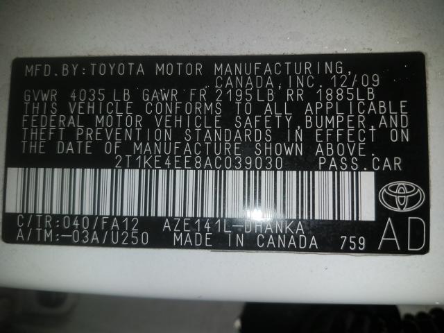 Photo 9 VIN: 2T1KE4EE8AC039030 - TOYOTA COROLLA MA 