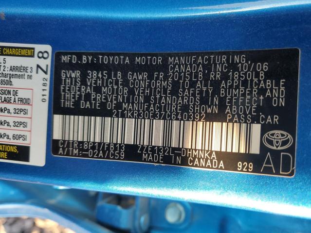 Photo 12 VIN: 2T1KR30E37C640392 - TOYOTA COROLLA 