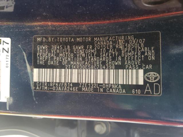 Photo 12 VIN: 2T1KR30E58C704398 - TOYOTA COROLLA MA 