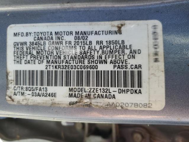 Photo 11 VIN: 2T1KR32E03C069600 - TOYOTA COROLLA MA 