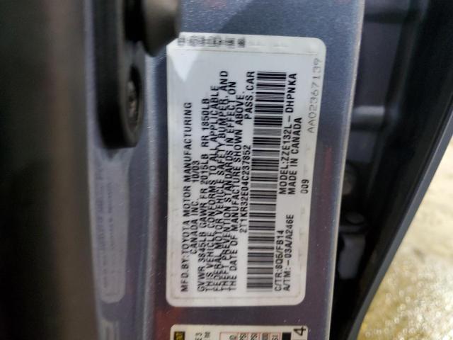 Photo 12 VIN: 2T1KR32E04C237852 - TOYOTA COROLLA MA 