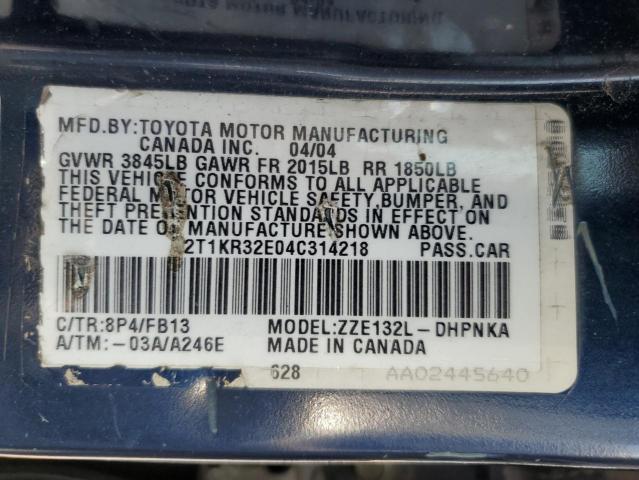 Photo 12 VIN: 2T1KR32E04C314218 - TOYOTA COROLLA MA 