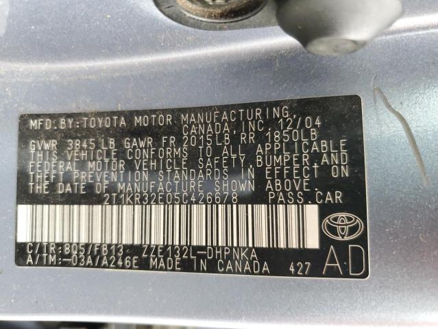 Photo 11 VIN: 2T1KR32E05C426678 - TOYOTA COROLLA 