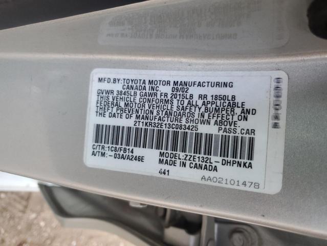 Photo 11 VIN: 2T1KR32E13C083425 - TOYOTA COROLLA MA 