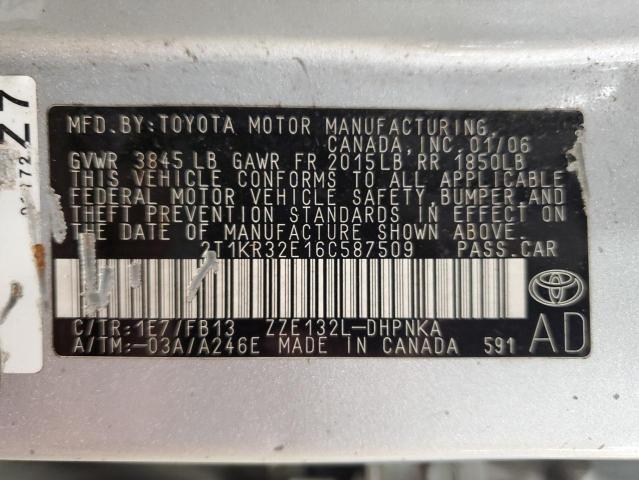 Photo 11 VIN: 2T1KR32E16C587509 - TOYOTA COROLLA MA 