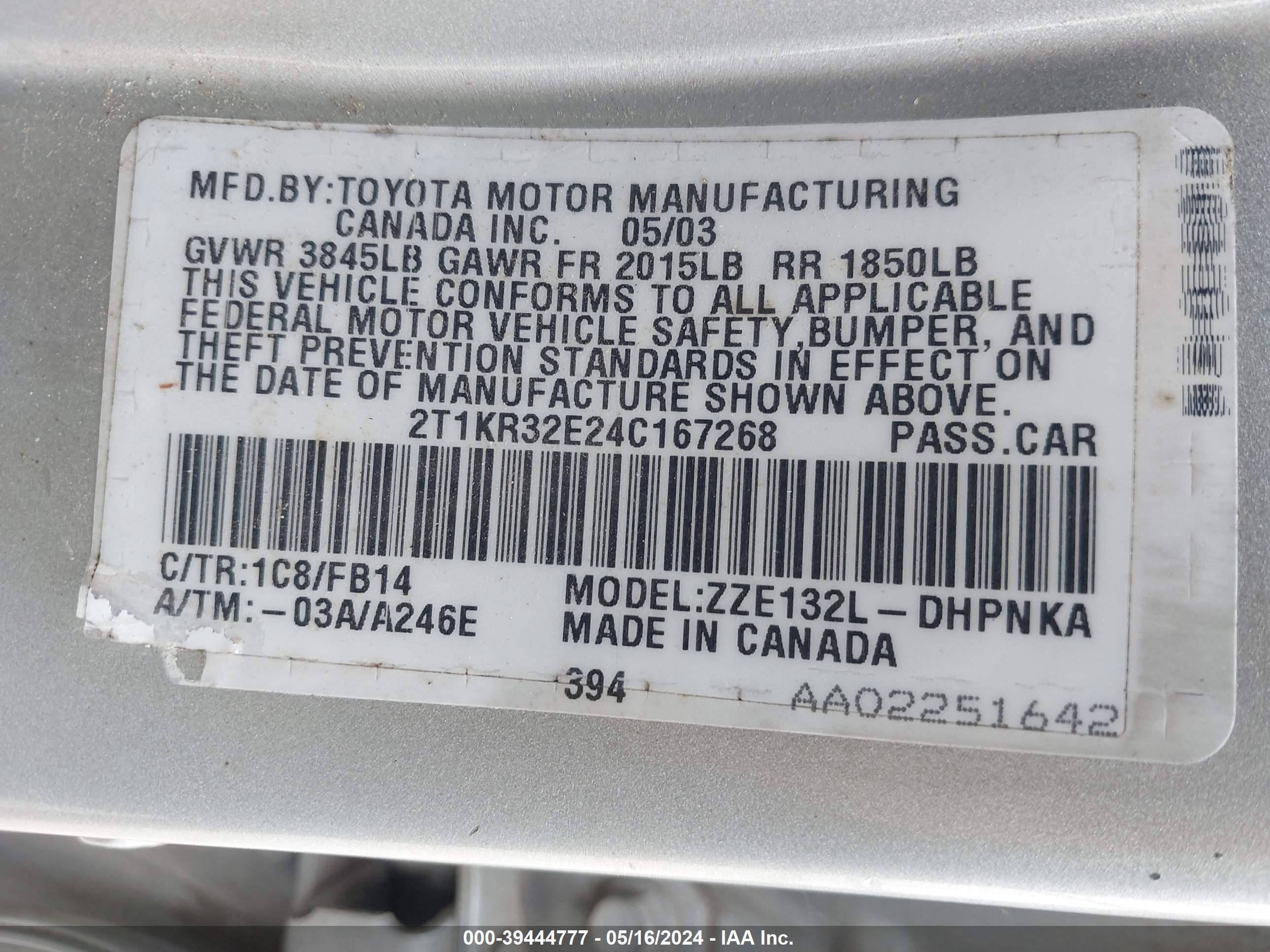 Photo 8 VIN: 2T1KR32E24C167268 - TOYOTA MATRIX 