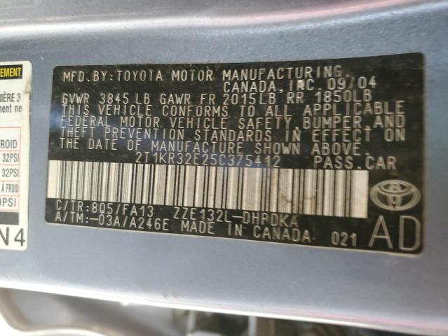 Photo 12 VIN: 2T1KR32E25C375412 - TOYOTA COROLLA MA 