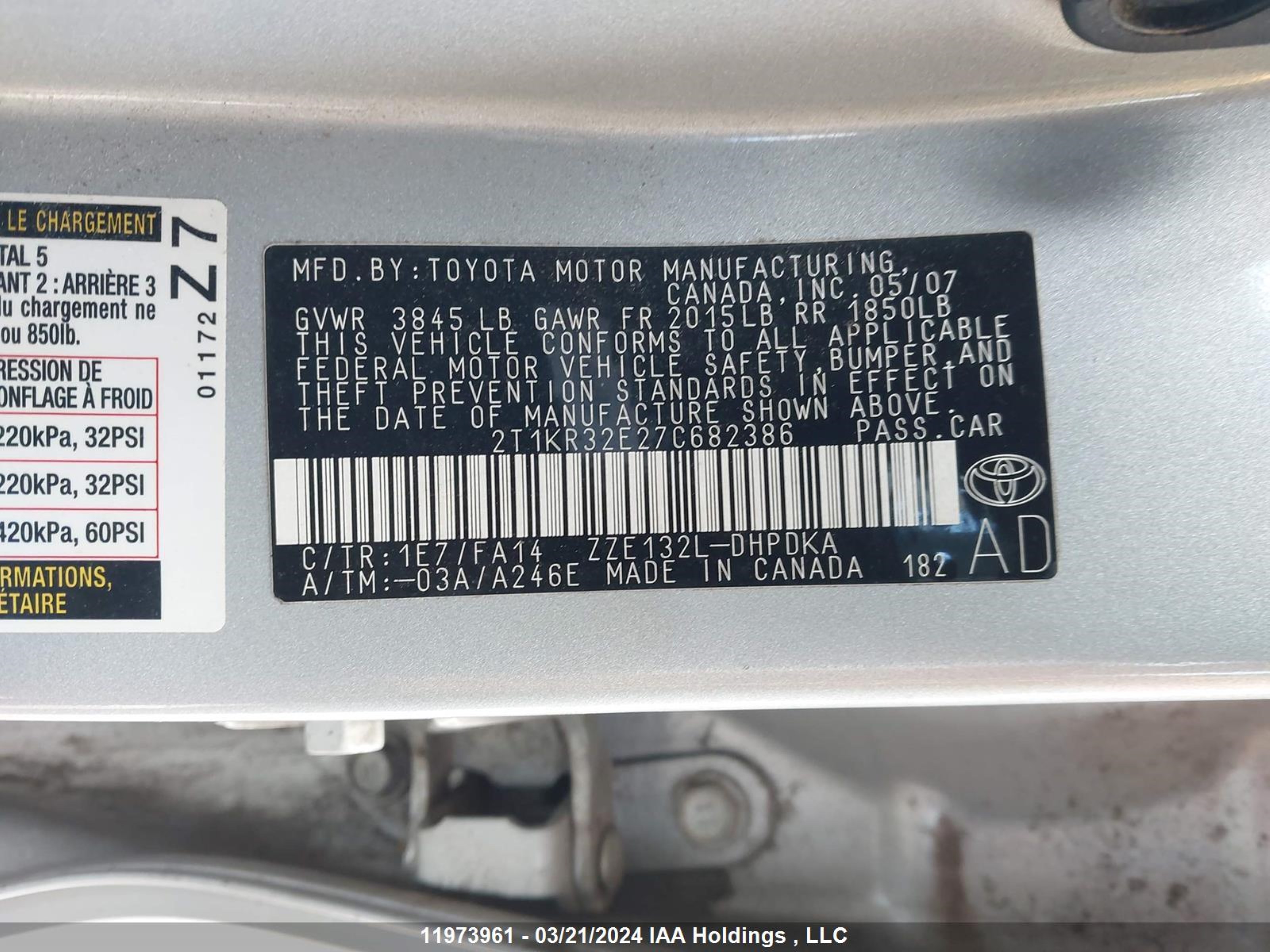 Photo 8 VIN: 2T1KR32E27C682386 - TOYOTA MATRIX 