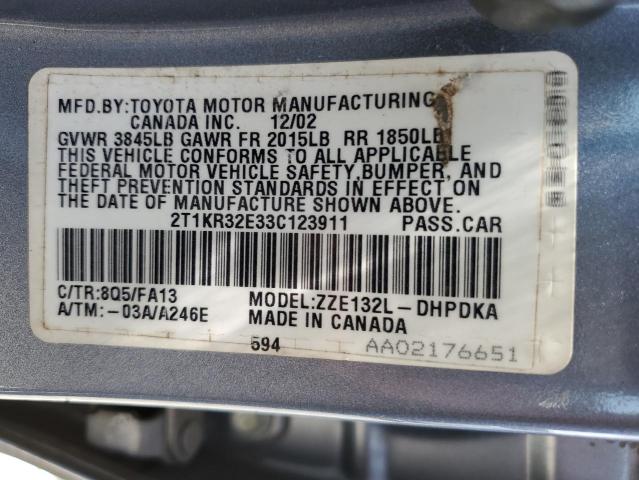 Photo 11 VIN: 2T1KR32E33C123911 - TOYOTA COROLLA 