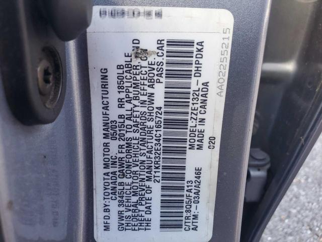 Photo 9 VIN: 2T1KR32E34C165724 - TOYOTA COROLLA MA 