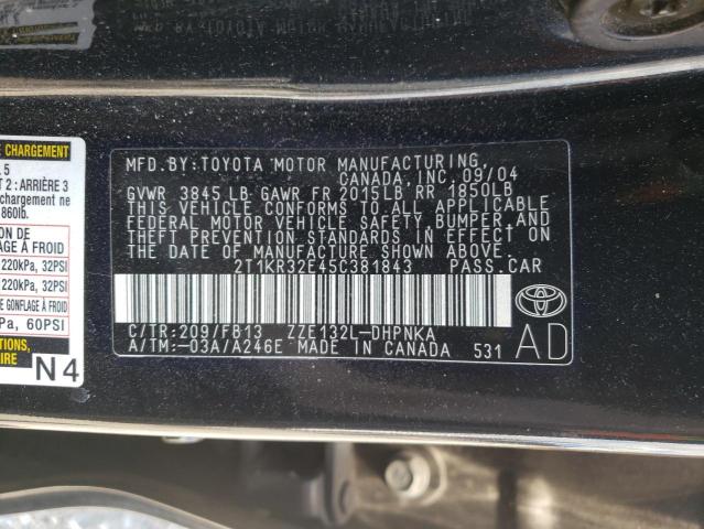 Photo 11 VIN: 2T1KR32E45C381843 - TOYOTA COROLLA 