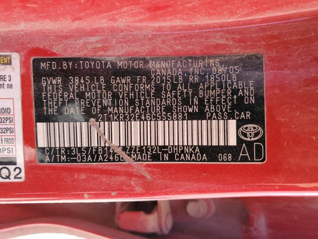 Photo 11 VIN: 2T1KR32E46C555881 - TOYOTA COROLLA 