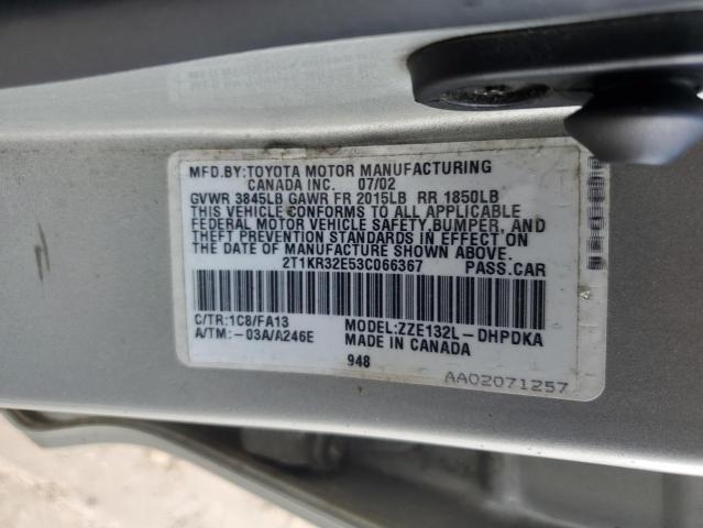 Photo 12 VIN: 2T1KR32E53C066367 - TOYOTA COROLLA MA 