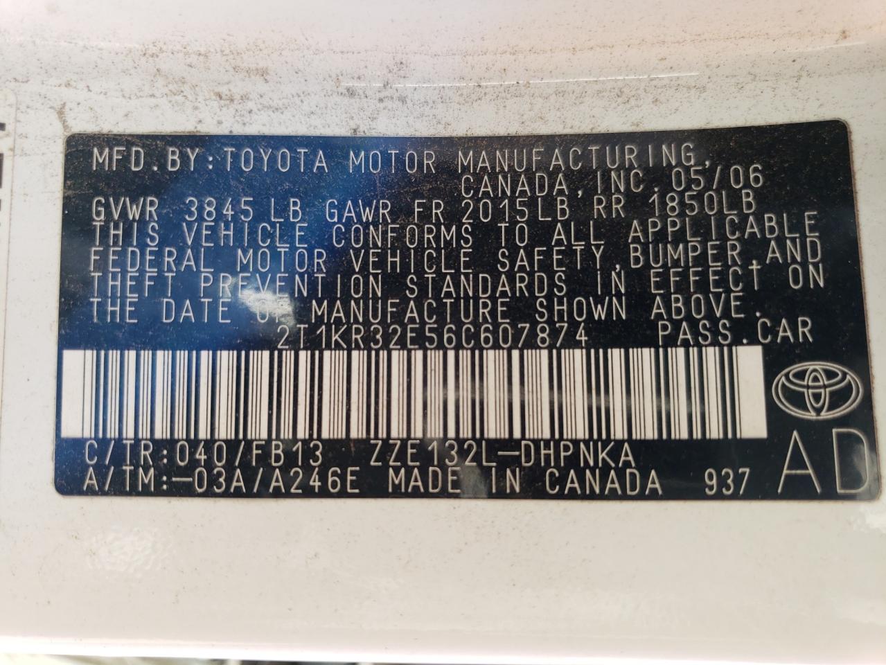 Photo 11 VIN: 2T1KR32E56C607874 - TOYOTA COROLLA 