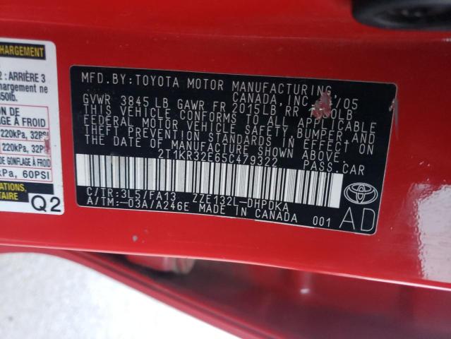 Photo 9 VIN: 2T1KR32E65C479322 - TOYOTA COROLLA MA 