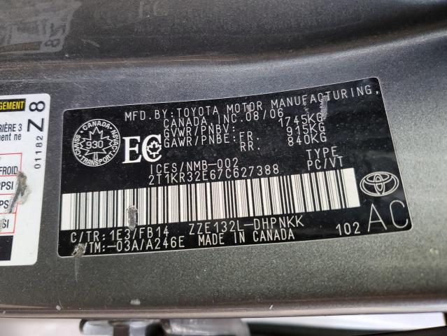 Photo 11 VIN: 2T1KR32E67C627388 - TOYOTA COROLLA 