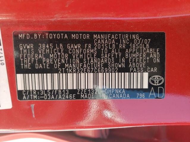 Photo 11 VIN: 2T1KR32E67C669902 - TOYOTA COROLLA 