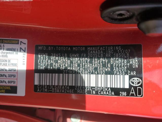 Photo 12 VIN: 2T1KR32E68C714192 - TOYOTA COROLLA MA 