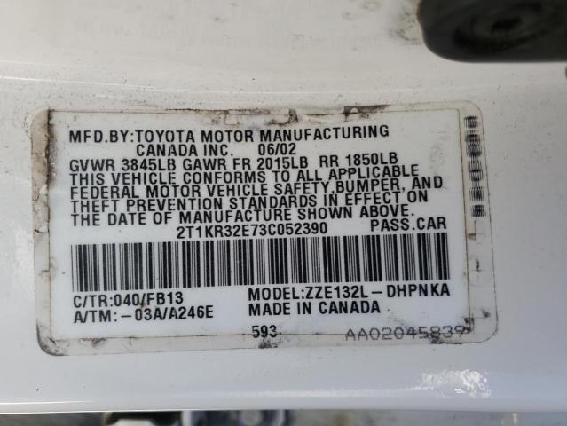 Photo 11 VIN: 2T1KR32E73C052390 - TOYOTA COROLLA 