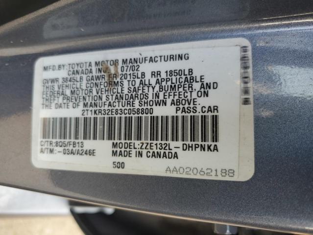 Photo 11 VIN: 2T1KR32E83C058800 - TOYOTA COROLLA MA 