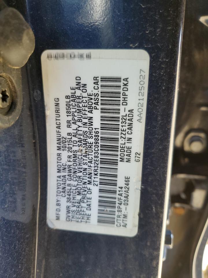 Photo 12 VIN: 2T1KR32E83C098861 - TOYOTA MATRIX 