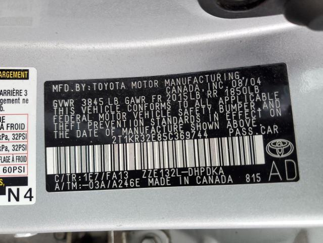 Photo 11 VIN: 2T1KR32E85C369744 - TOYOTA COROLLA 