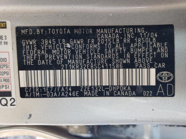 Photo 11 VIN: 2T1KR32E85C411586 - TOYOTA COROLLA 