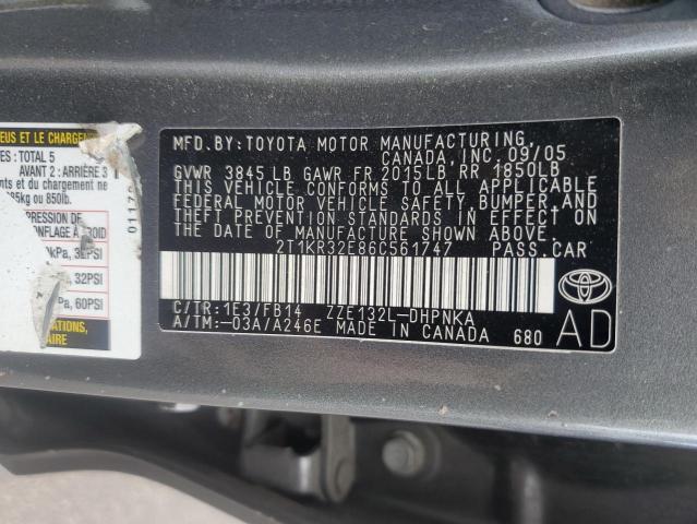 Photo 12 VIN: 2T1KR32E86C561747 - TOYOTA COROLLA 