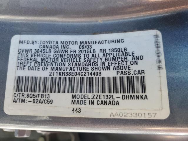 Photo 12 VIN: 2T1KR38E04C214403 - TOYOTA COROLLA MA 