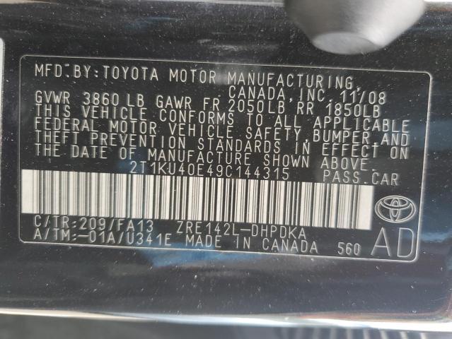 Photo 11 VIN: 2T1KU40E49C144315 - TOYOTA COROLLA MA 