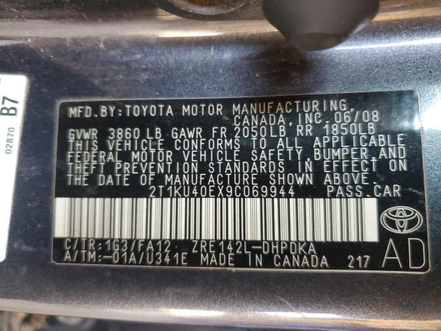 Photo 11 VIN: 2T1KU40EX9C069944 - TOYOTA COROLLA 