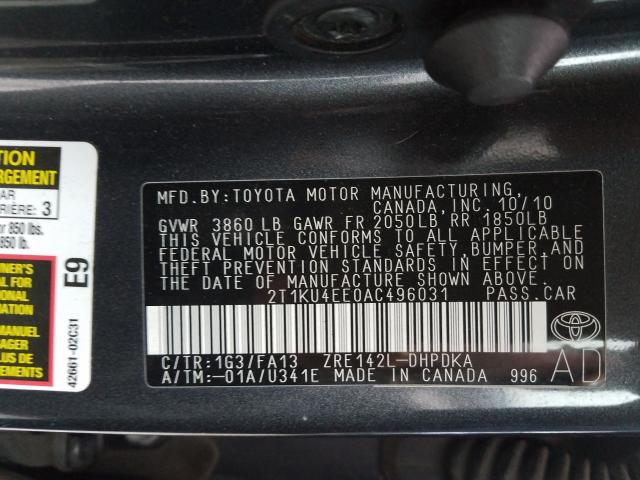 Photo 9 VIN: 2T1KU4EE0AC496031 - TOYOTA COROLLA MA 