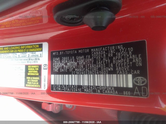 Photo 8 VIN: 2T1KU4EE0BC541602 - TOYOTA MATRIX 