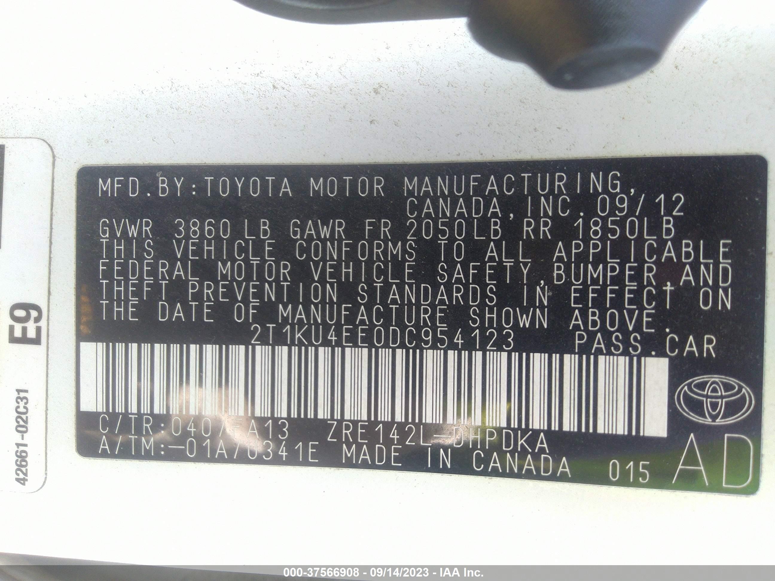 Photo 8 VIN: 2T1KU4EE0DC954123 - TOYOTA MATRIX 