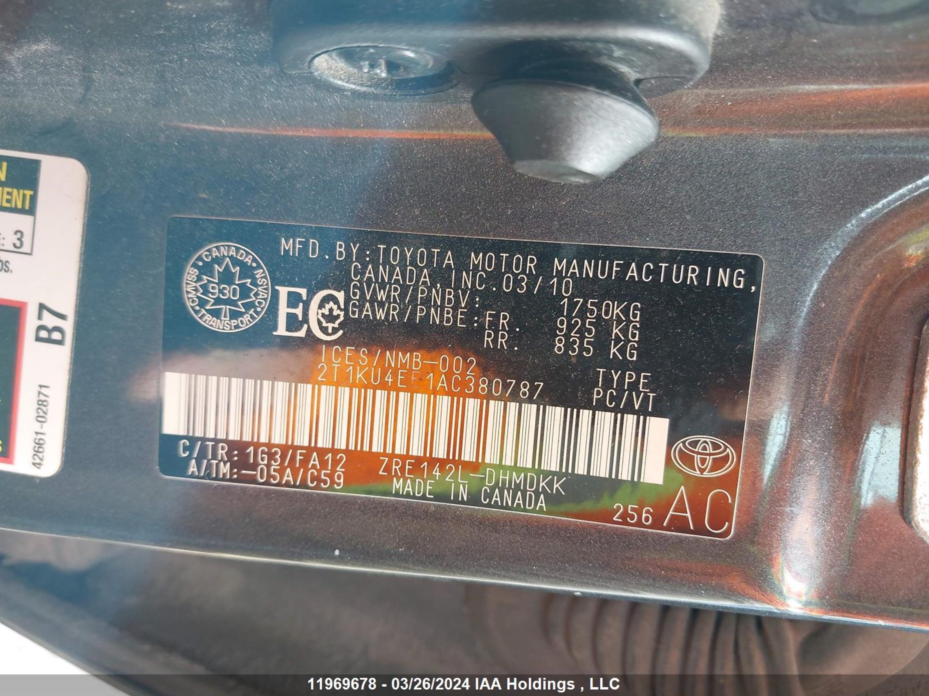 Photo 8 VIN: 2T1KU4EE1AC380787 - TOYOTA MATRIX 