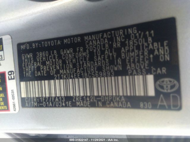 Photo 8 VIN: 2T1KU4EE1BC569893 - TOYOTA MATRIX 