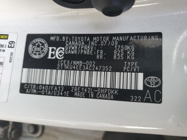 Photo 9 VIN: 2T1KU4EE3AC247352 - TOYOTA COROLLA MA 