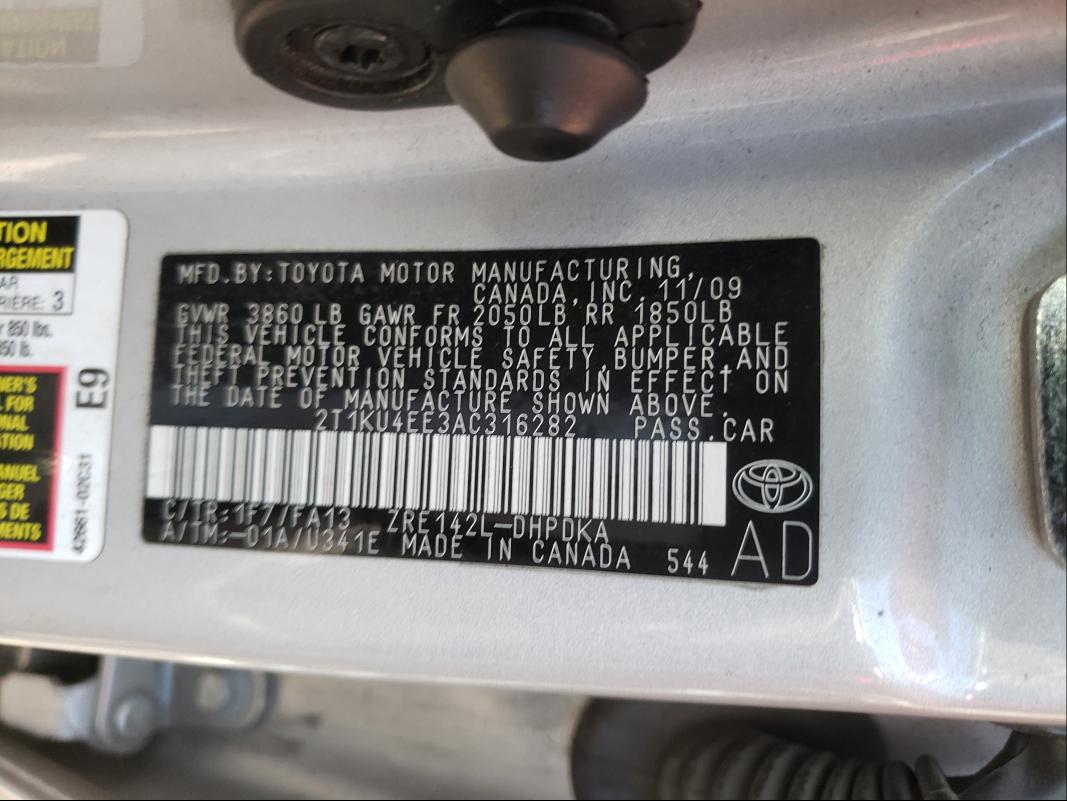 Photo 9 VIN: 2T1KU4EE3AC316282 - TOYOTA COROLLA MA 