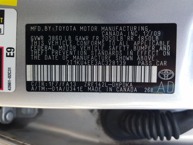 Photo 9 VIN: 2T1KU4EE3AC328139 - TOYOTA COROLLA MA 