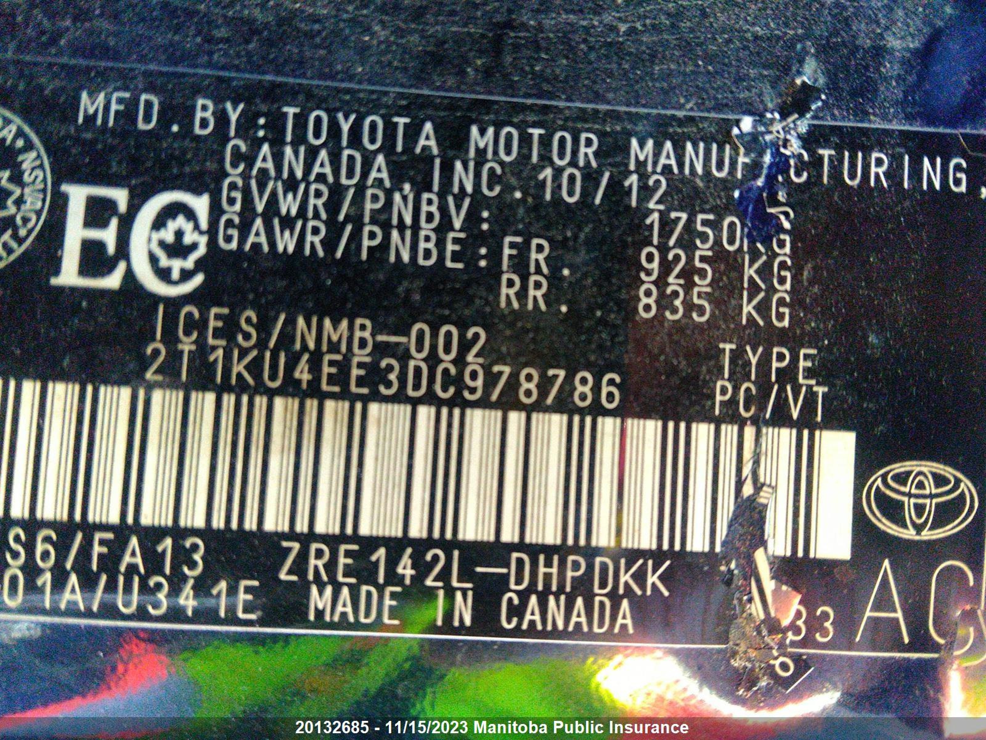 Photo 8 VIN: 2T1KU4EE3DC978786 - TOYOTA MATRIX 