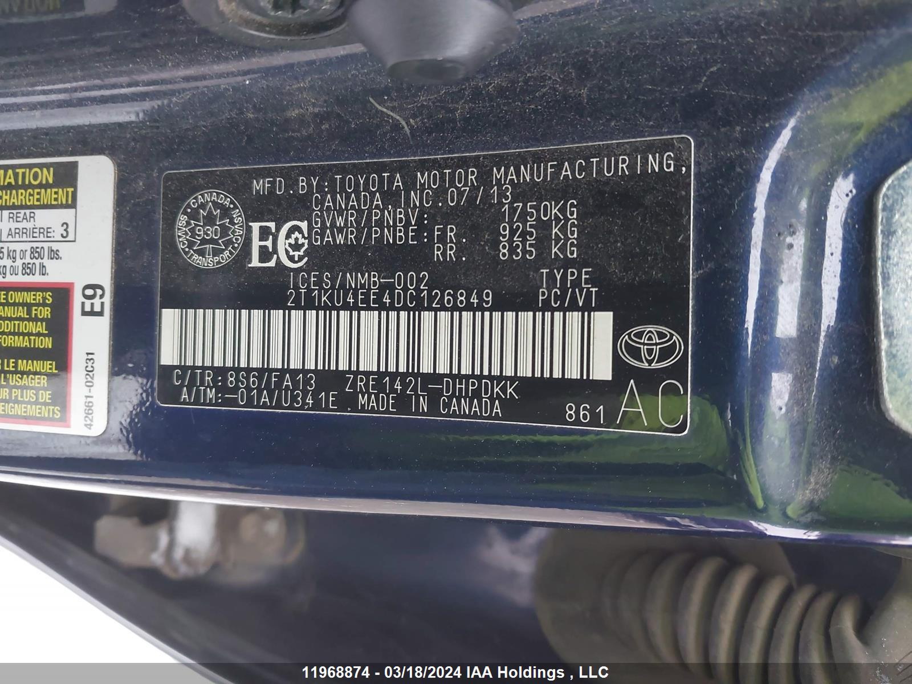 Photo 8 VIN: 2T1KU4EE4DC126849 - TOYOTA MATRIX 