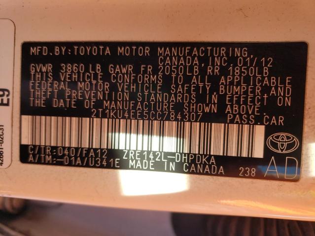 Photo 9 VIN: 2T1KU4EE5CC784307 - TOYOTA COROLLA MA 