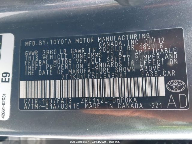 Photo 8 VIN: 2T1KU4EE5DC949581 - TOYOTA MATRIX 