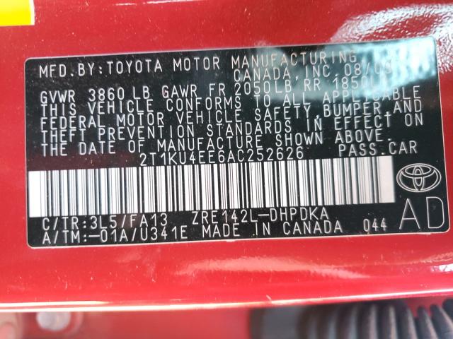 Photo 9 VIN: 2T1KU4EE6AC252626 - TOYOTA COROLLA MA 