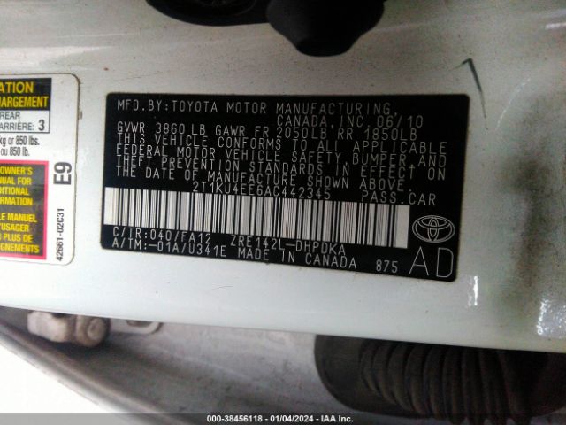 Photo 8 VIN: 2T1KU4EE6AC442345 - TOYOTA MATRIX 