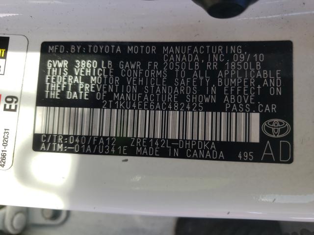 Photo 9 VIN: 2T1KU4EE6AC482425 - TOYOTA COROLLA MA 