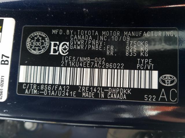 Photo 8 VIN: 2T1KU4EE7AC296022 - TOYOTA COROLLA MA 